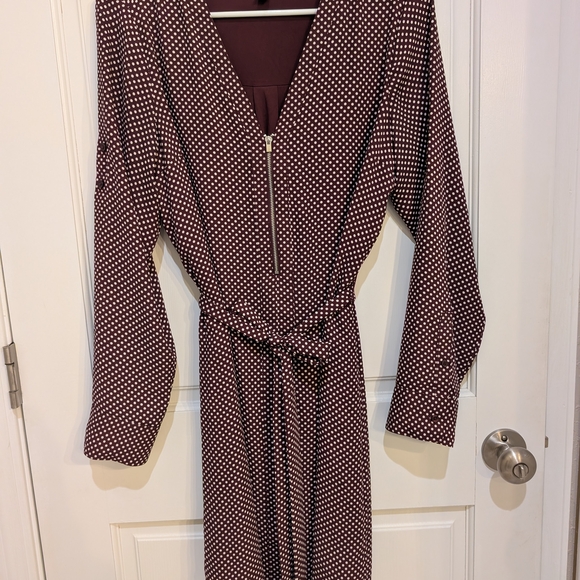 Dresses & Skirts - Express Burgundy Polka Dot Long Sleeve Dress
